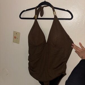 Brown Halter Swimsuit